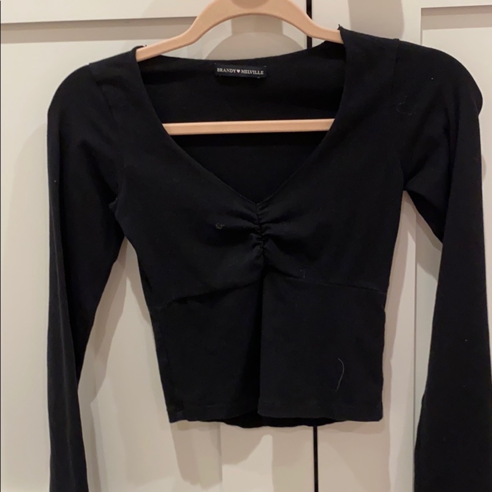 Black Long Sleeve Cinched Brandy Top